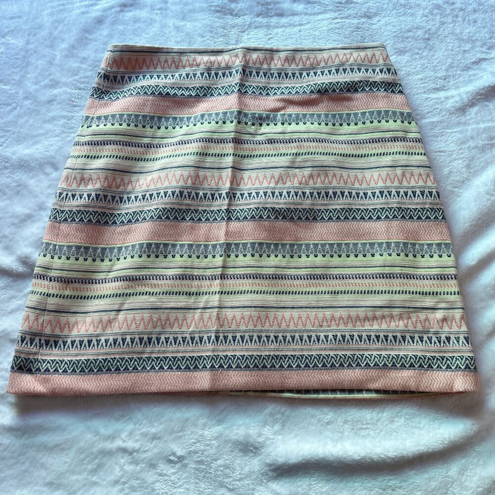 Loft Ann Taylor Women Multicolor Aztec Pattern Pencil Mini Skirt Size 6P Stretch